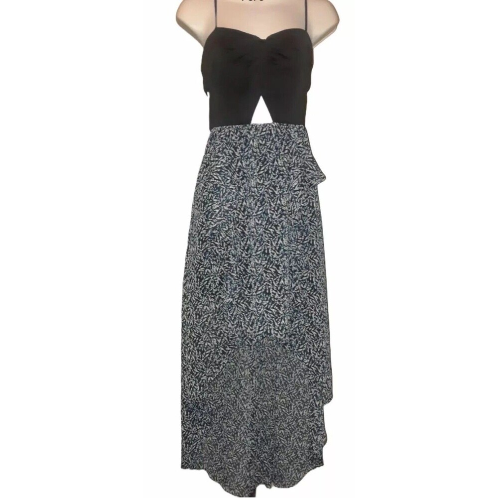 BCBGeneration Black Sleeveless Keyhole Accent Cutout Ruffle Hi Low Dress size 2